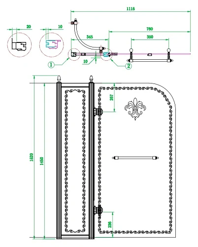 Боковая стенка CEZARES RETRO-30/145-FIX-CP-Br Боковая стенка CEZARES RETRO-30/145-FIX-CP-Br