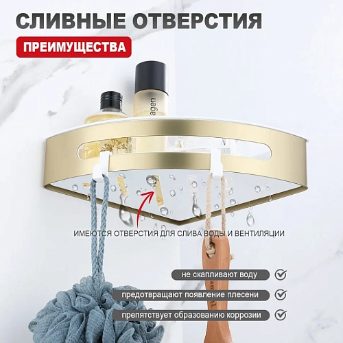 Полка Raglo R340.01.03 угловая 205x205x55мм сатин золотой Полка Raglo R340.01.03 угловая 205x205x55мм сатин золотой