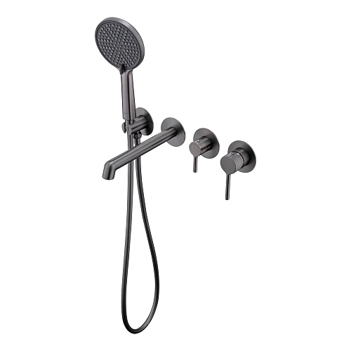 Смеситель для ванны Raglo R20.32.09 встраиваемый, излив монолитный 20 см, графит Смеситель для ванны Raglo R20.32.09 встраиваемый, излив монолитный 20 см, графит