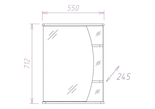 Зеркальный шкаф Onika ЛУНА 55.01 правый 205521 Зеркальный шкаф Onika ЛУНА 55.01 правый 205521