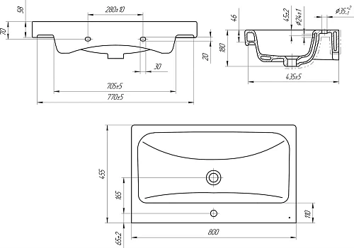 Консоль с раковиной DIWO Смоленск 80 Moduo 80 483976 Консоль с раковиной DIWO Смоленск 80 Moduo 80 483976