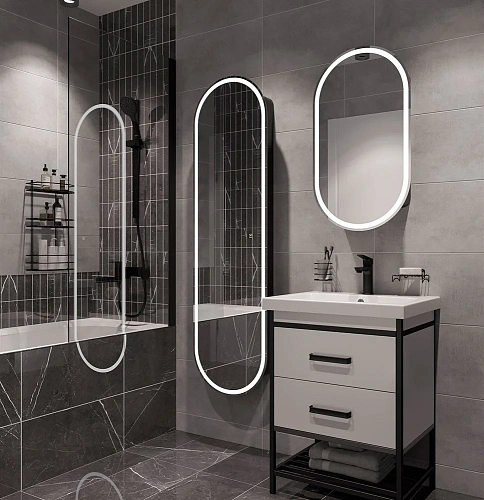 Шкаф-пенал STWORKI Мальмё МВК076 45, с подсветкой, черный 541644 Шкаф-пенал STWORKI Мальмё МВК076 45, с подсветкой, черный 541644