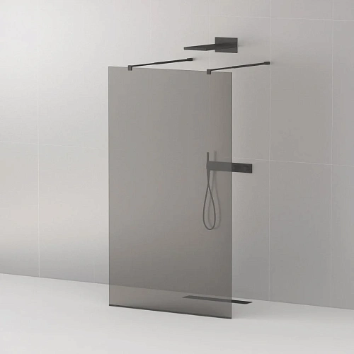Душевая перегородка CEZARES LIBERTA-L-2-80-GR-NERO 80см стекло тонированное (графит), профиль черный Душевая перегородка CEZARES LIBERTA-L-2-80-GR-NERO 80см стекло тонированное (графит), профиль черный