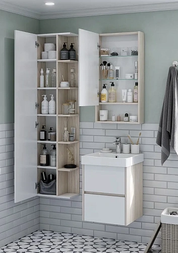 Зеркальный шкаф Aquaton Сканди 45 белый, дуб верона 1A252002SDB20 Зеркальный шкаф Aquaton Сканди 45 белый, дуб верона 1A252002SDB20