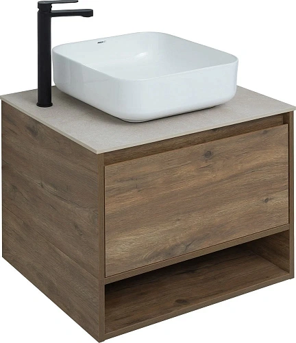 Тумба с раковиной STWORKI Карлстад 60 дуб рустикальный, простоун беж, с отверстием под смеситель в с 425188 Тумба с раковиной STWORKI Карлстад 60 дуб рустикальный, простоун беж, с отверстием под смеситель в с 425188