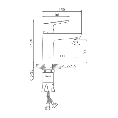 Смеситель для раковины Raglo R31.10.09, графит Смеситель для раковины Raglo R31.10.09, графит