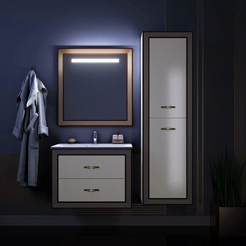 Шкаф-пенал Opadiris Карат Бежевый глянцевый с золотой патиной, универсальный Z0000003939 Шкаф-пенал Opadiris Карат Бежевый глянцевый с золотой патиной, универсальный Z0000003939