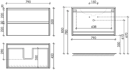 Тумба под раковину Sancos Libra LB80EG 790х450х500 дуб галифакс натуральный, подвесная Тумба под раковину Sancos Libra LB80EG 790х450х500 дуб галифакс натуральный, подвесная