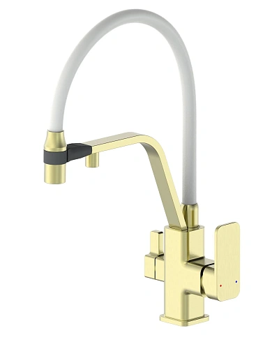 Смеситель для кухни Wonzon & Woghand с гибким изливом и подключением фильтра, брашированное золото (WW-88458013-BG(MW)) Смеситель для кухни Wonzon & Woghand с гибким изливом и подключением фильтра, брашированное золото (WW-88458013-BG(MW))
