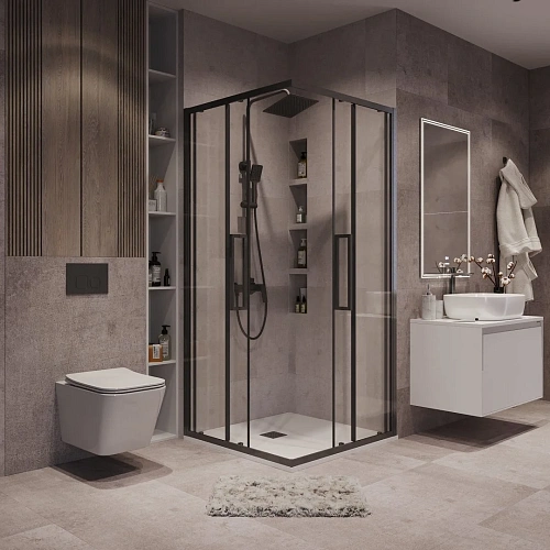 Душевой уголок GROSSMAN Cosmo 300.K33.02.8080.42.00 (80x80x195) квадрат,раздвижн,графит сатин,стекло прозрач Душевой уголок GROSSMAN Cosmo 300.K33.02.8080.42.00 (80x80x195) квадрат,раздвижн,графит сатин,стекло прозрач