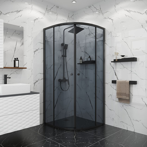 Душевой уголок Niagara Eco NG-1003-14T (80x80x190) четверть круга, раздвиж, профиль черный, стекло тонированное (4мм) Душевой уголок Niagara Eco NG-1003-14T (80x80x190) четверть круга, раздвиж, профиль черный, стекло тонированное (4мм)