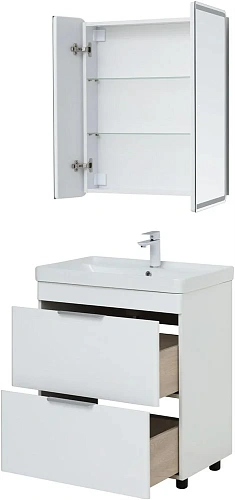 Тумба под раковину Aquanet Ирис new 710 белый глянец (2 ящика) 00310153 Тумба под раковину Aquanet Ирис new 710 белый глянец (2 ящика) 00310153