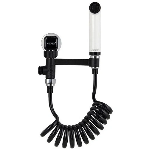 Гигиеническая лейка Kaiser с клапаном, шланг ПВХ пружина до 2м черный SH-354 Гигиеническая лейка Kaiser с клапаном, шланг ПВХ пружина до 2м черный SH-354