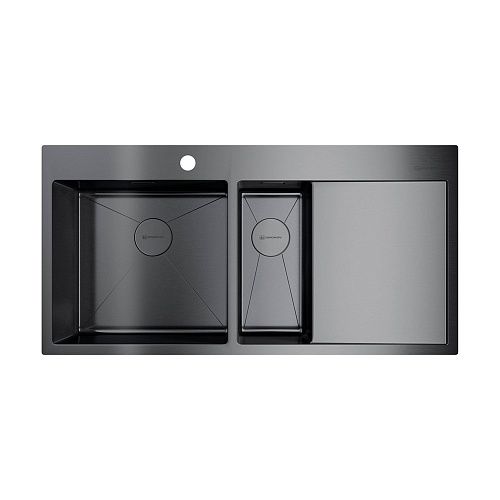 Кухонная мойка Omoikiri Akisame 100-2-GM-L нерж.сталь/вороненая сталь 4973103 Кухонная мойка Omoikiri Akisame 100-2-GM-L нерж.сталь/вороненая сталь 4973103