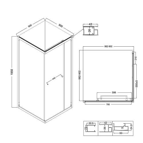 Душевой уголок Niagara Nova NG-6633-34 (90x90x195) квадратная, раздвижная, хром, стекло прозрачное Душевой уголок Niagara Nova NG-6633-34 (90x90x195) квадратная, раздвижная, хром, стекло прозрачное
