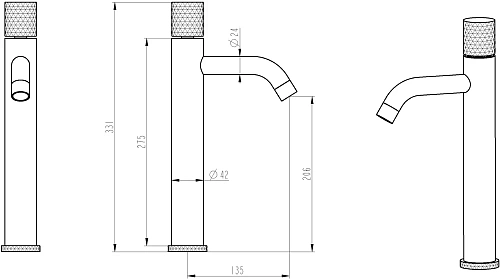 Смеситель для раковины Boheme STICK MATT GOLD LINEA 122-MG.3 Смеситель для раковины Boheme STICK MATT GOLD LINEA 122-MG.3