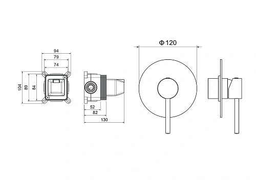 Смеситель для душа Aquatek Европа AQ1366BGM черный хром шлифованный, встраиваемый Смеситель для душа Aquatek Европа AQ1366BGM черный хром шлифованный, встраиваемый
