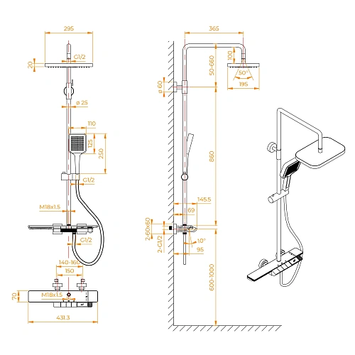Душевая система RGW Shower Panels SP-34Gr серый Душевая система RGW Shower Panels SP-34Gr серый