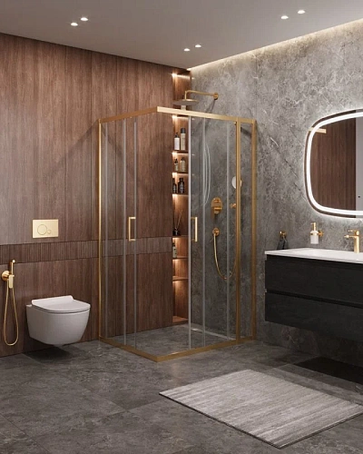 Душевой уголок CEZARES MOLVENO-AH-21-100+20-C-BORO-IV цвет профиля брашированное золото стекло прозрачное 1200x1000 мм Душевой уголок CEZARES MOLVENO-AH-21-100+20-C-BORO-IV цвет профиля брашированное золото стекло прозрачное 1200x1000 мм