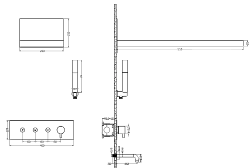 Душевая система Boheme Fusion 130-2-CB встраиваемая Copper Brushed с изливом Душевая система Boheme Fusion 130-2-CB встраиваемая Copper Brushed с изливом