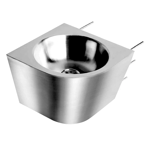 Раковина NOFER 13036.PR.S из нержавеющей стали полукруглая c антивандальным креплением правая Раковина NOFER 13036.PR.S из нержавеющей стали полукруглая c антивандальным креплением правая