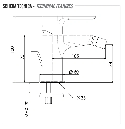 Смеситель для биде Remer Energy EY20BO, белый матовый Смеситель для биде Remer Energy EY20BO, белый матовый