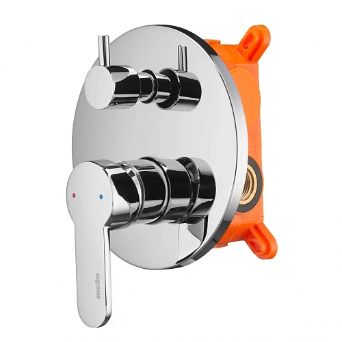 Смеситель для ванны Swedbe Platta 5518 встраиваемый подключение на 2 выхода в монтажном боксе Смеситель для ванны Swedbe Platta 5518 встраиваемый подключение на 2 выхода в монтажном боксе