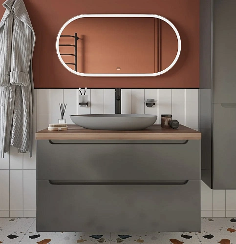 Комплект мебели STWORKI Берген 100 серая с темной столешницей, раковина Bocchi Etna Etna 1114-004-01 568151 Комплект мебели STWORKI Берген 100 серая с темной столешницей, раковина Bocchi Etna Etna 1114-004-01 568151