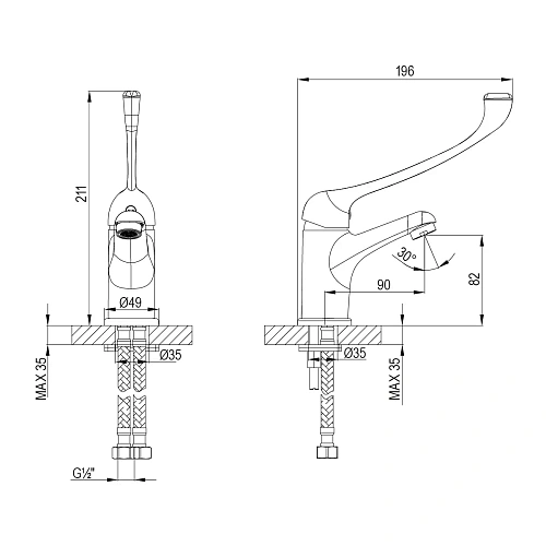 Смеситель для раковины Lemark Project LM4636C, хром Смеситель для раковины Lemark Project LM4636C, хром