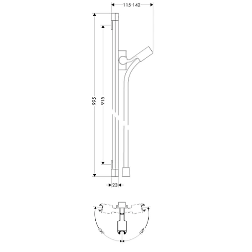 Душевая штанга hansgrohe PuraVida Unica 90 см 27844000 Душевая штанга hansgrohe PuraVida Unica 90 см 27844000