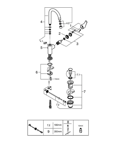 Смеситель для раковины GROHE Eurosmart New (23537002) с донным клапаном, L-size, хром Смеситель для раковины GROHE Eurosmart New (23537002) с донным клапаном, L-size, хром