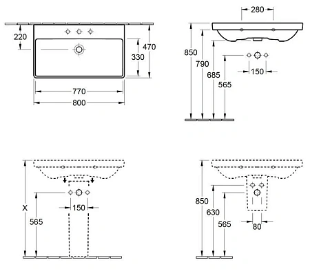 Раковина Villeroy & Boch Avento 415680R1 (4156 80 R1) CeramicPlus Раковина Villeroy & Boch Avento 415680R1 (4156 80 R1) CeramicPlus