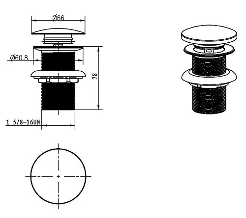 Донный клапан Boheme 612/2-SGM автомат(клик-клак) ShineGunMetall с переливом Донный клапан Boheme 612/2-SGM автомат(клик-клак) ShineGunMetall с переливом