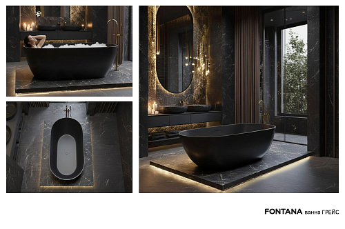 Ванна из искусственного камня Fontana Грейс 1685x758 ФР-00018617 Solid Surface белый матовый Ванна из искусственного камня Fontana Грейс 1685x758 ФР-00018617 Solid Surface белый матовый