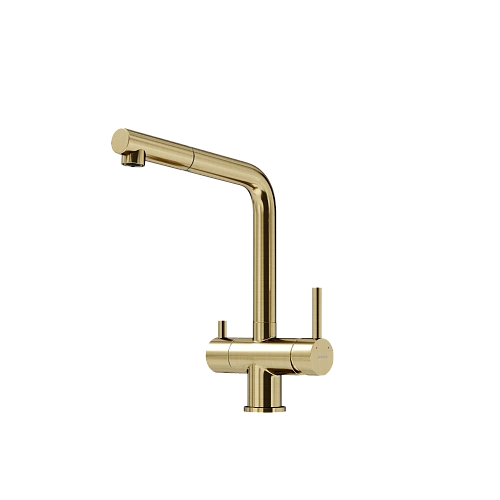 Смеситель для кухни SANCOS Spin SC4015BG с вытяжным изливом, c краном для фильтрованной воды брашированное золото Смеситель для кухни SANCOS Spin SC4015BG с вытяжным изливом, c краном для фильтрованной воды брашированное золото