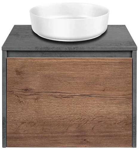 Тумба под раковину Vincea Mesa 600 подвесная, 1 выкатной/1 скрытый ящик soft close, T.Oak + Beton VMC-2MS600TB Тумба под раковину Vincea Mesa 600 подвесная, 1 выкатной/1 скрытый ящик soft close, T.Oak + Beton VMC-2MS600TB