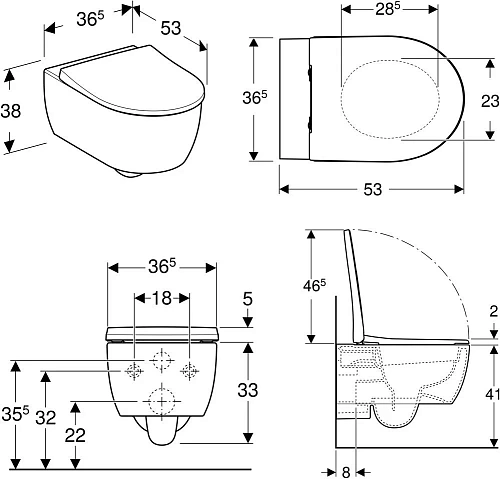 Комплект инсталляции с подвесным унитазом GEBERIT iCon 500.362.TC.I Комплект инсталляции с подвесным унитазом GEBERIT iCon 500.362.TC.I