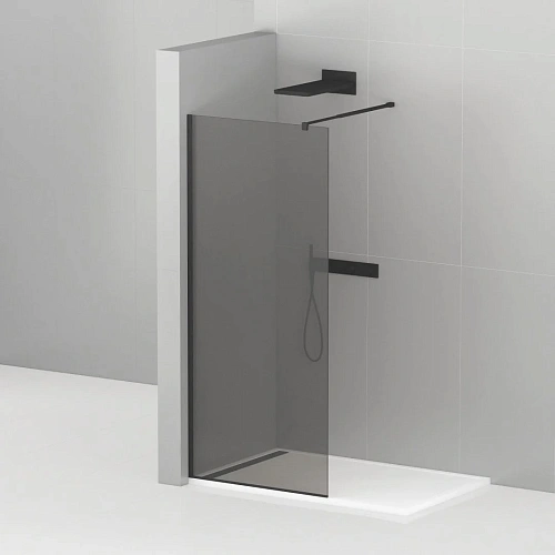 Душевая перегородка CEZARES LIBERTA-L-1-120-GR-NERO 120см стекло тонированное (графит), профиль черный Душевая перегородка CEZARES LIBERTA-L-1-120-GR-NERO 120см стекло тонированное (графит), профиль черный