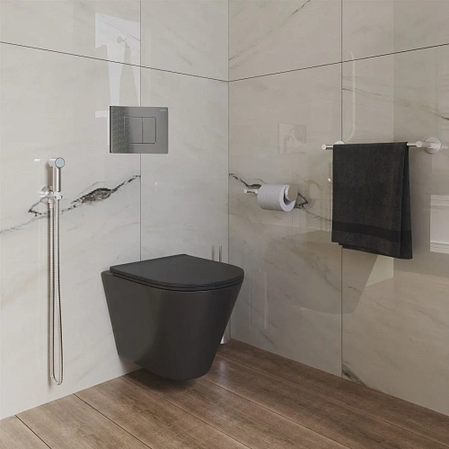 Унитаз подвесной GROSSMAN GR-4477BMS 480x360x360 безободковый черный матовый с тонкой крышкой Унитаз подвесной GROSSMAN GR-4477BMS 480x360x360 безободковый черный матовый с тонкой крышкой