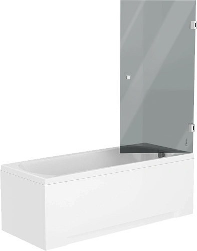 Шторка на ванну STWORKI Ольборг распашная, 70х140, профиль хром глянцевый, тонированное стекло 58312 583126 Шторка на ванну STWORKI Ольборг распашная, 70х140, профиль хром глянцевый, тонированное стекло 58312 583126