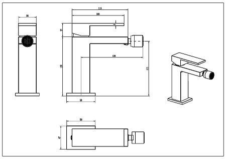 Смеситель для биде Boheme Qubic Matt Black 476-B Смеситель для биде Boheme Qubic Matt Black 476-B