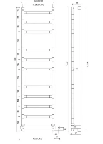 Полотенцесушитель электрический Margaroli Sereno 584-11 BOX, 5843711CRNB 32.5 x 133 см, хром Полотенцесушитель электрический Margaroli Sereno 584-11 BOX, 5843711CRNB 32.5 x 133 см, хром