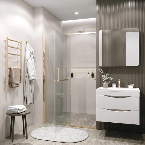 Душевая дверь GROSSMAN Pragma 100.K33.03.120.32.00 (120x195) золото сатин, стекло прозрачное Душевая дверь GROSSMAN Pragma 100.K33.03.120.32.00 (120x195) золото сатин, стекло прозрачное