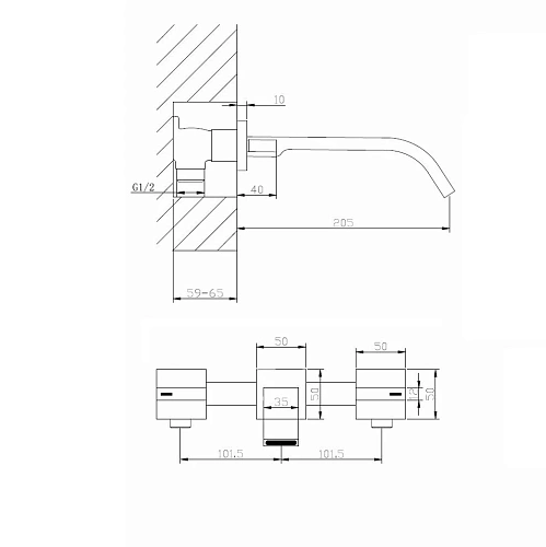 Смеситель для раковины ABBER Wasserfall AF8612 скрытого монтажа, хром Смеситель для раковины ABBER Wasserfall AF8612 скрытого монтажа, хром
