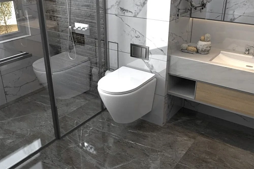 Унитаз подвесной ABBER Bequem AC1102 белый, безободковый с крышкой микролифт Унитаз подвесной ABBER Bequem AC1102 белый, безободковый с крышкой микролифт