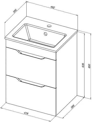 Тумба под раковину Aquanet Практика 50 белый матовый 2 ящика 00330455 напольная/подвесная Тумба под раковину Aquanet Практика 50 белый матовый 2 ящика 00330455 напольная/подвесная