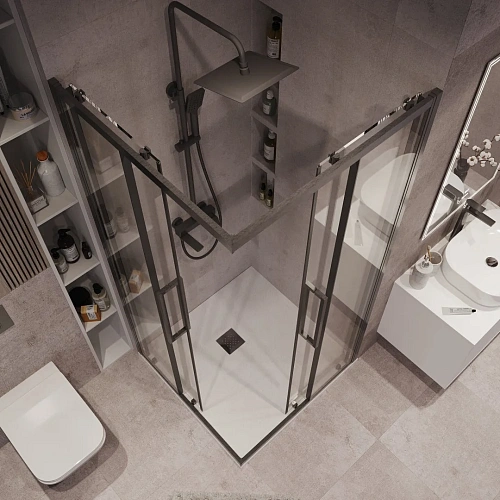 Душевой уголок GROSSMAN Cosmo 300.K33.02.8080.42.00 (80x80x195) квадрат,раздвижн,графит сатин,стекло прозрач Душевой уголок GROSSMAN Cosmo 300.K33.02.8080.42.00 (80x80x195) квадрат,раздвижн,графит сатин,стекло прозрач