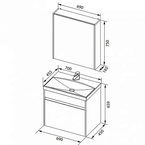 Комплект мебели Aquanet Палермо 70 белый 00209025 Комплект мебели Aquanet Палермо 70 белый 00209025