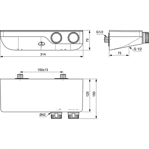 Смеситель для душа Ideal Standard CERATHERM S200 A7329AA термостатический Смеситель для душа Ideal Standard CERATHERM S200 A7329AA термостатический