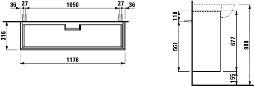 Тумба под раковину Laufen The New Classic 2 ящика, белый глянец 4.0605.2.085.631.1 Тумба под раковину Laufen The New Classic 2 ящика, белый глянец 4.0605.2.085.631.1